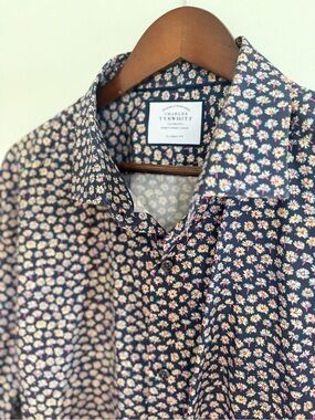 Charles Tyrwhitt Navy Floral Button-Down Shirt